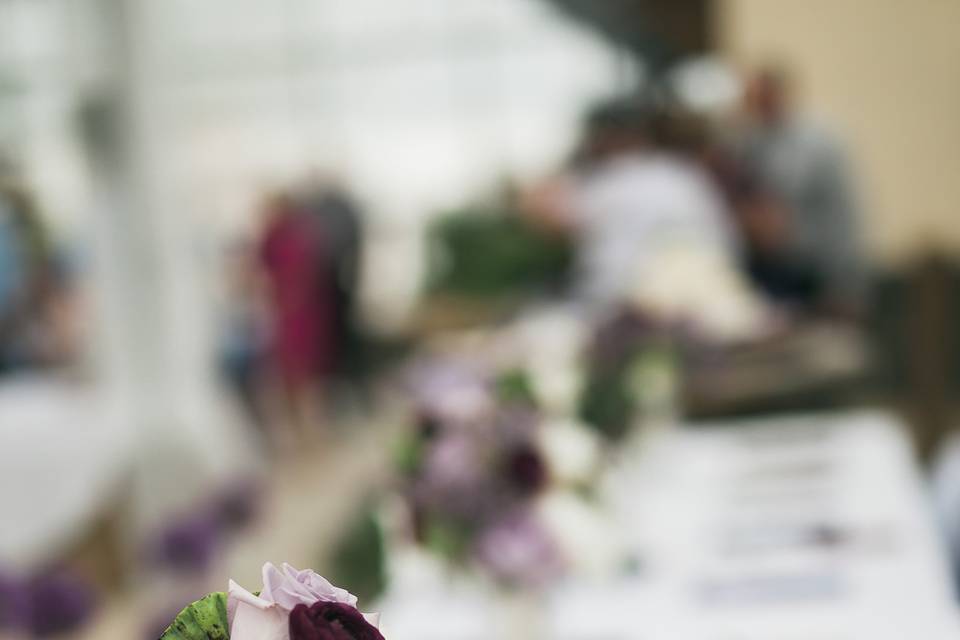 Table setup with centerpiece