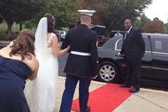 Couple about to enter the limousine