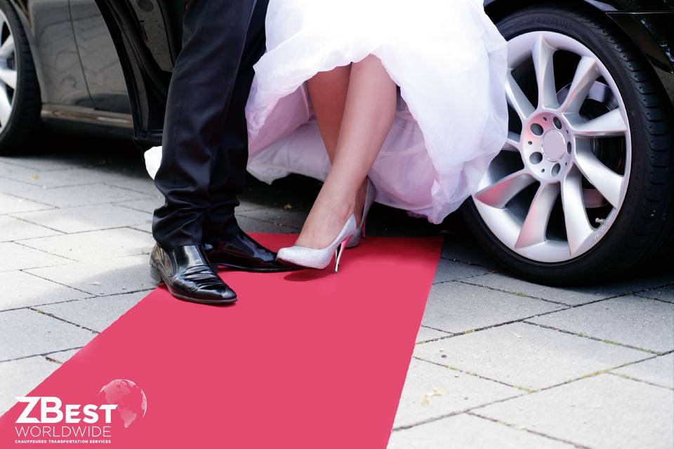Red carpet rollout for wedding