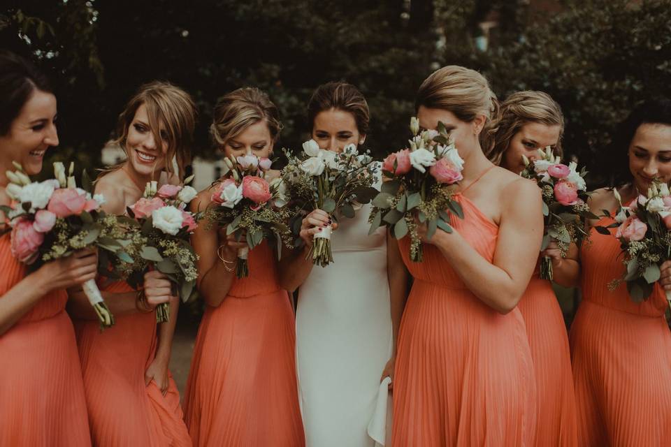 The bride and bridesmaids