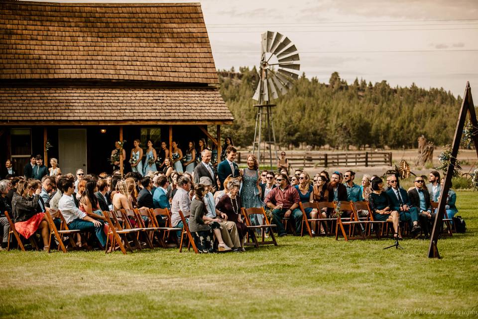 Ceremony by the bunkhouse