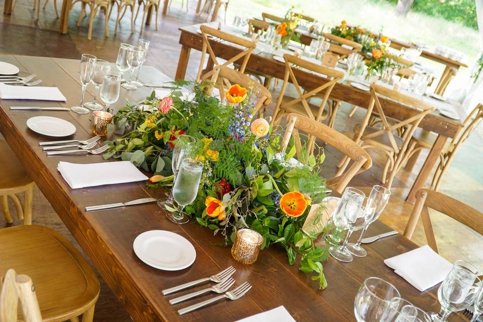 Farm tables & pilgrim chairs