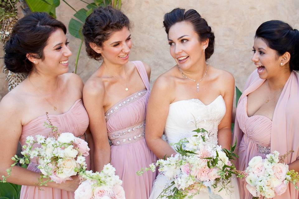 The bride with her bridesmaids