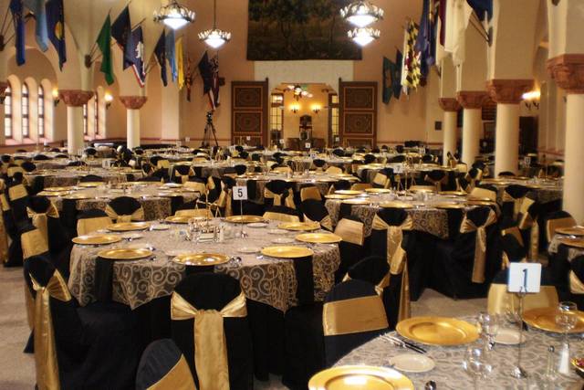 Large ballroom drape and chand