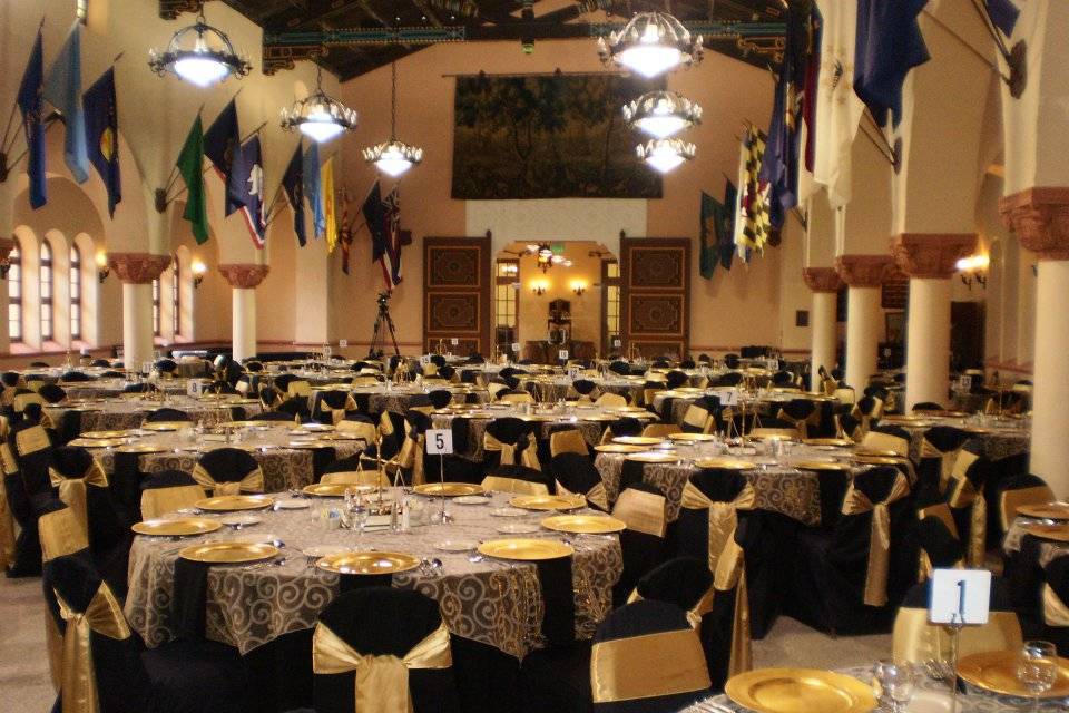 Large ballroom drape and chand