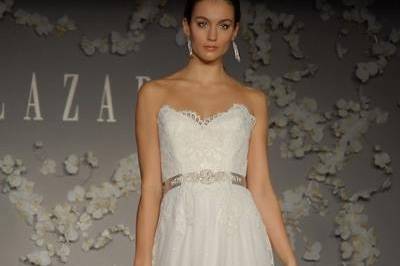 Lace wedding dress with belt