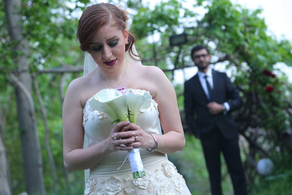 The bride and the special bouquet