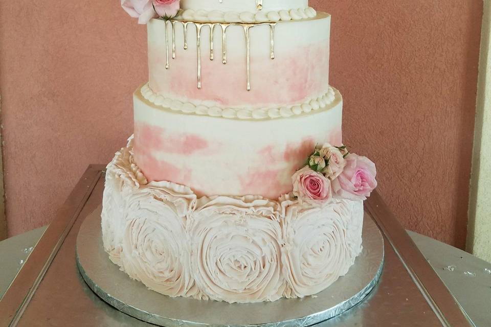 Five layer with pink and gold