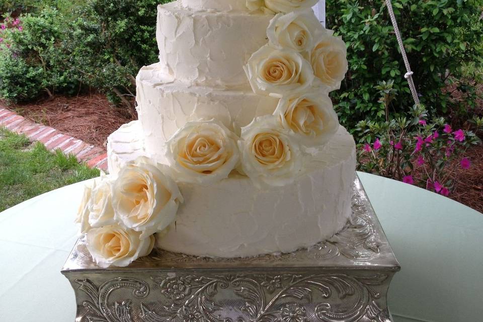 Multiple layered wedding cake