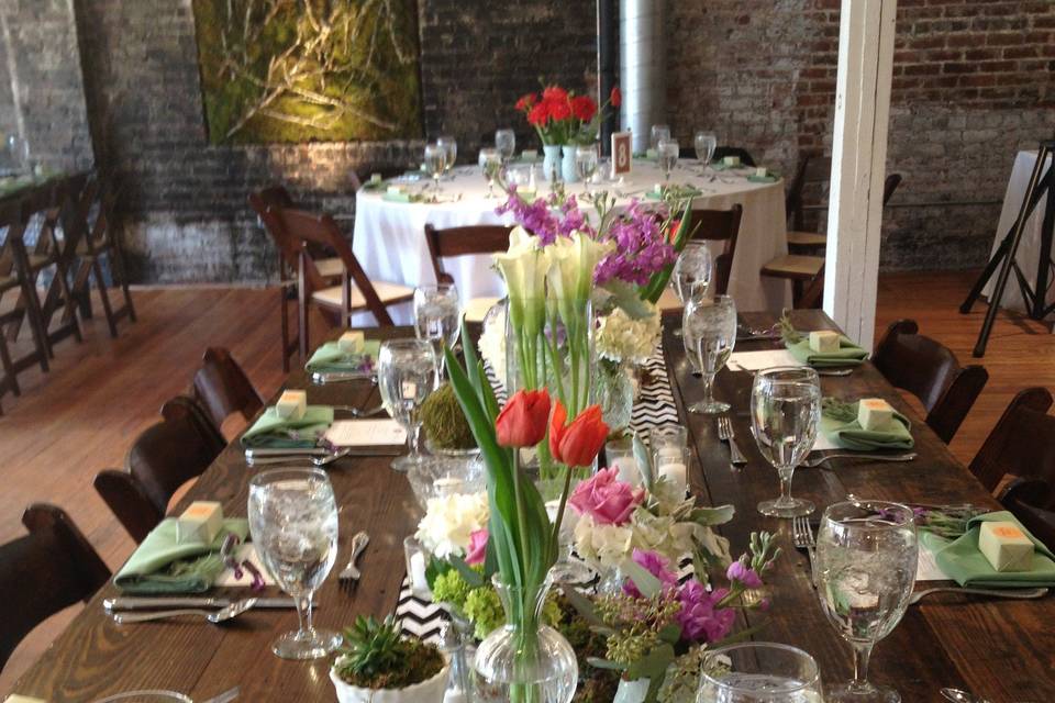 Table setup with centerpiece