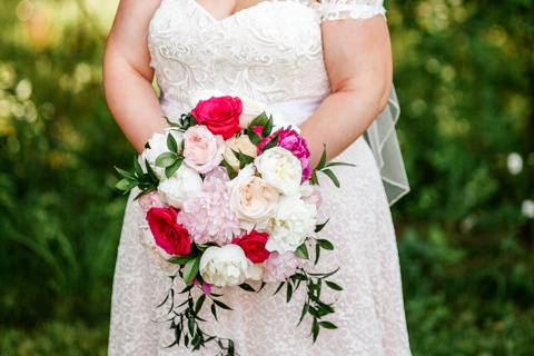 Pretty in a blush pink dress.