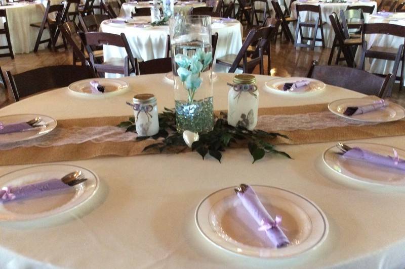 Table setup with centerpiece