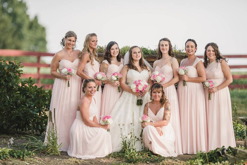 Bride and bridesmaids