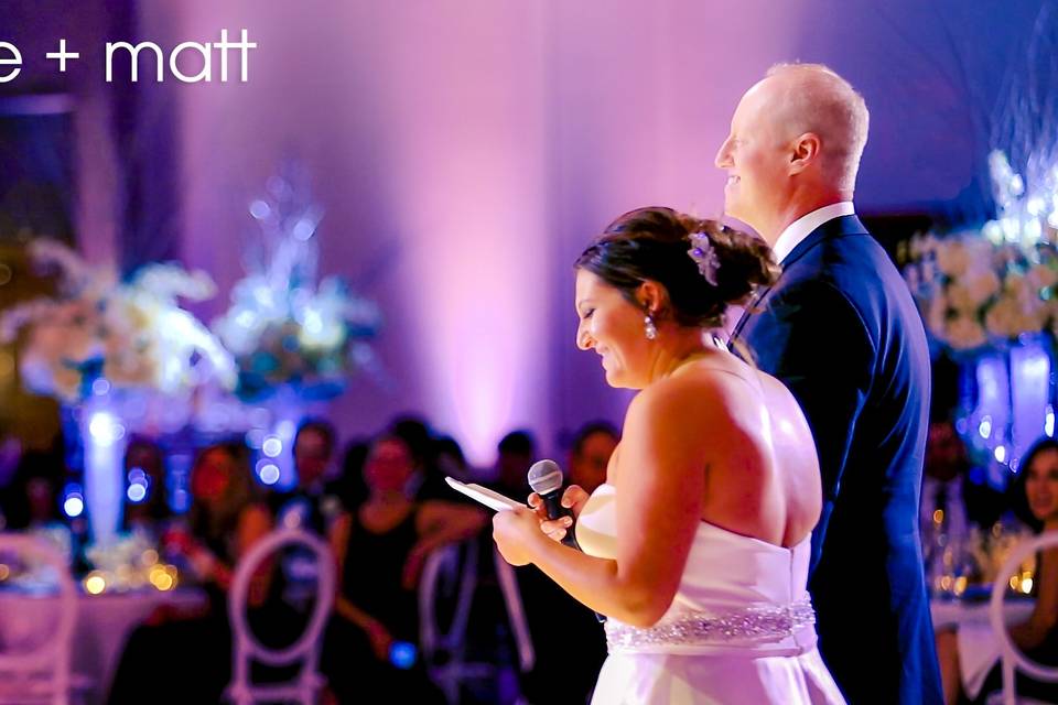 A wedding speech at Hyatt Regency Boston