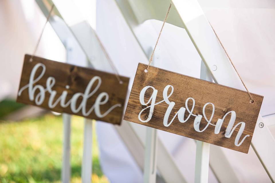 Bride and Groom Chair Signs