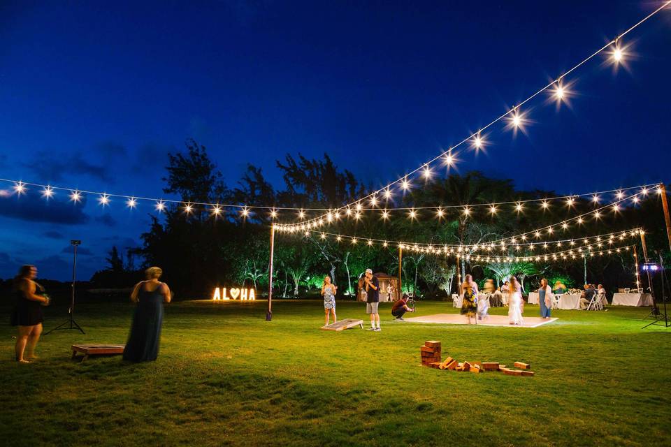 Lawn games and Cafe Lights