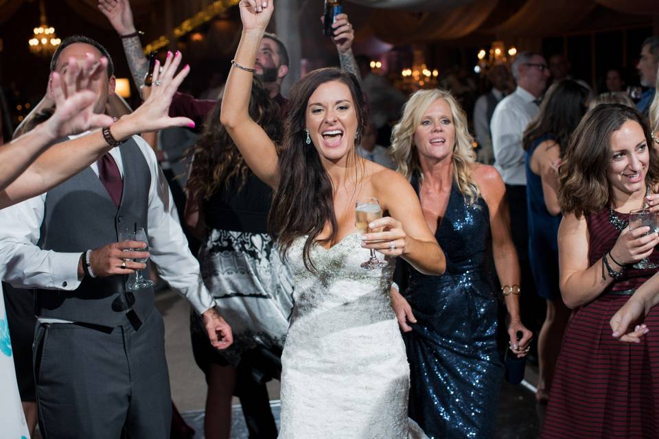 Bride celebrating