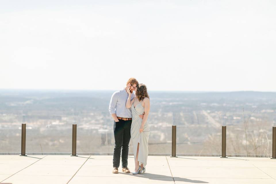 Couple and city views