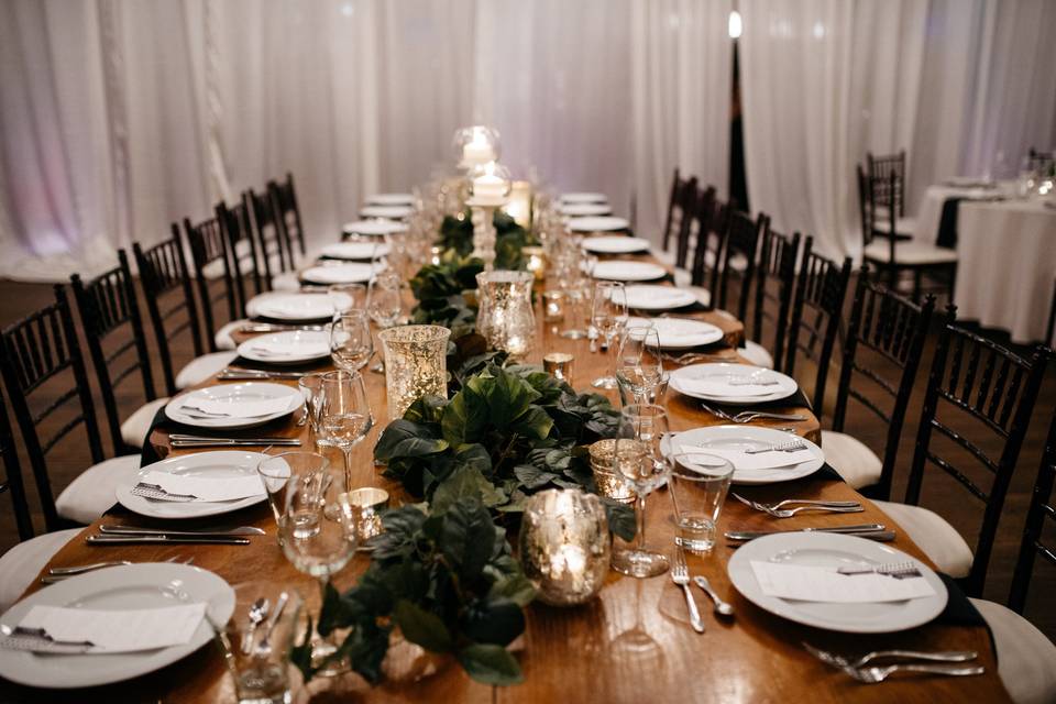 Table setup with centerpiece