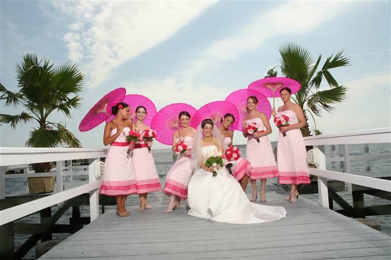 Bride with bridesmaids