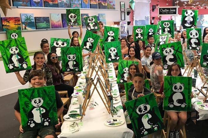 Island Art Party - panda paintings
