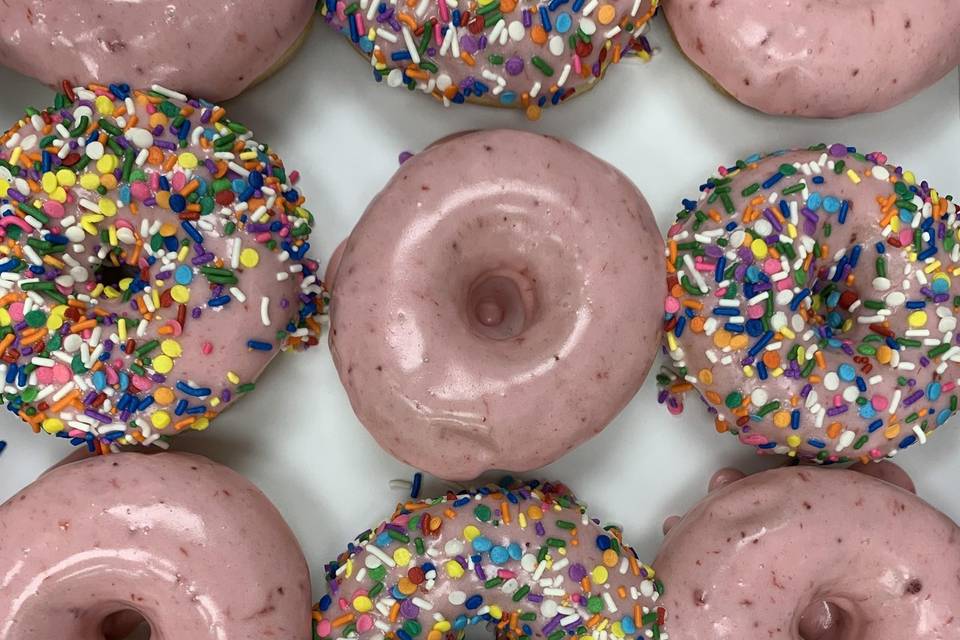Pretty pink and rainbow donuts