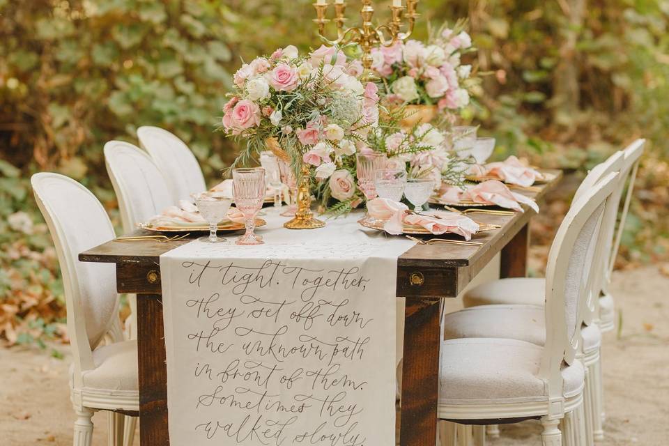 Calligraphy table runner