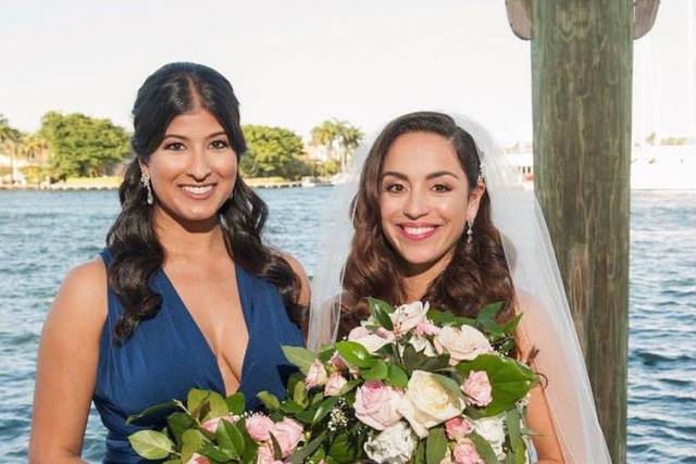 Bride and bridesmaid