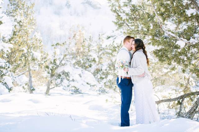 Snow covered wedding