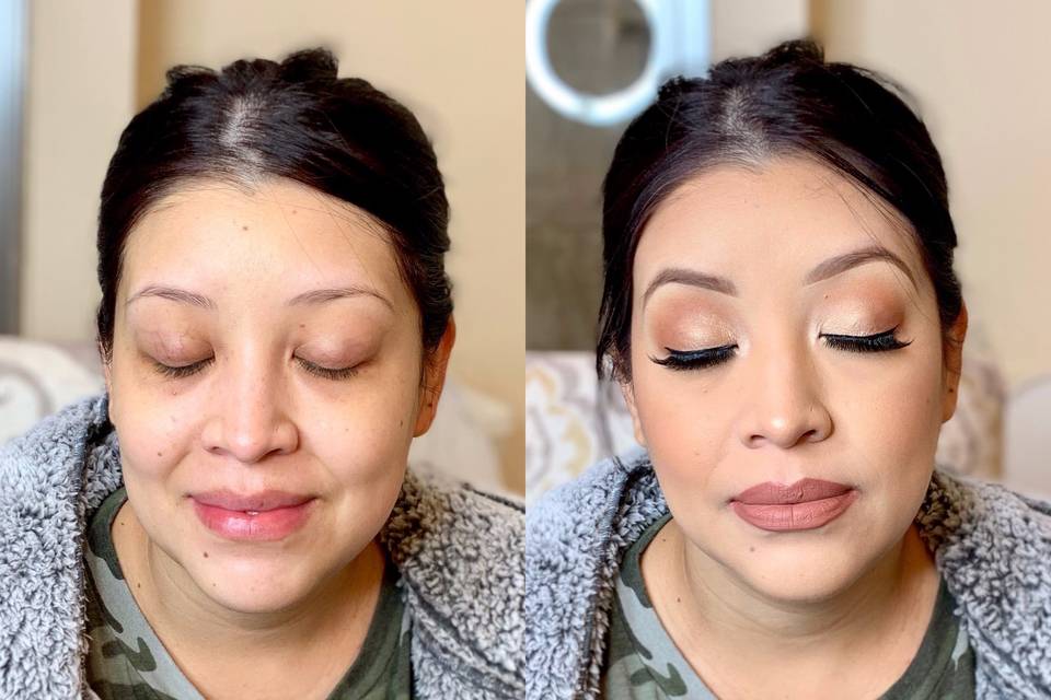 Bridesmaid before and after