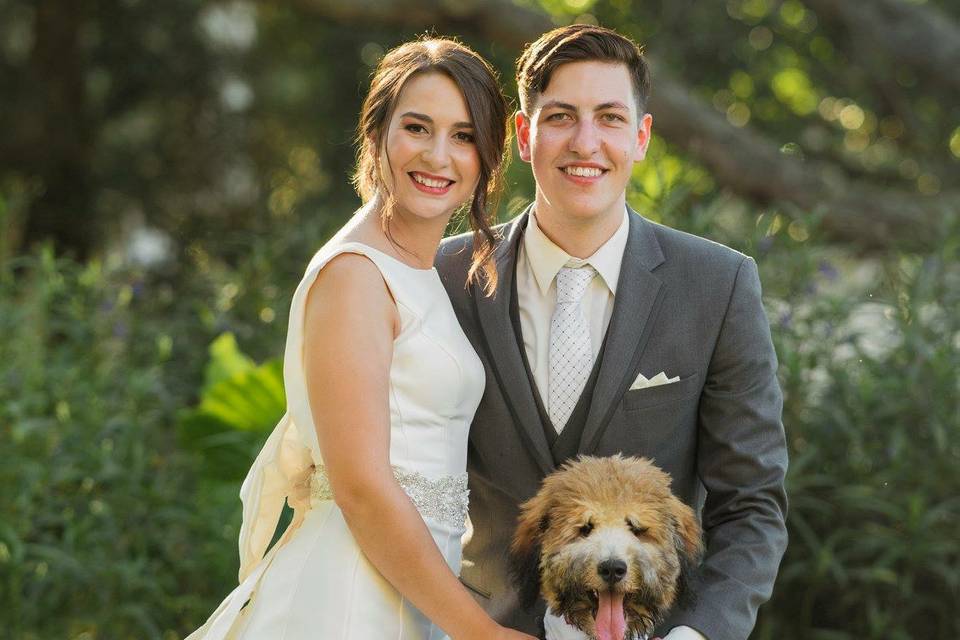 Couple and the ring dog