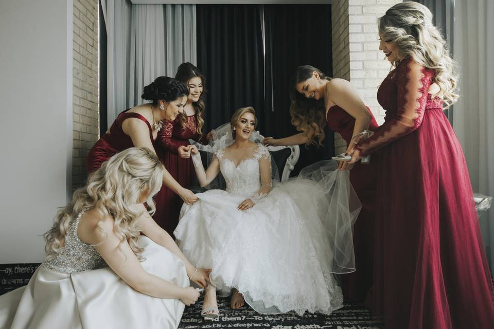 Bride and Bridesmaids