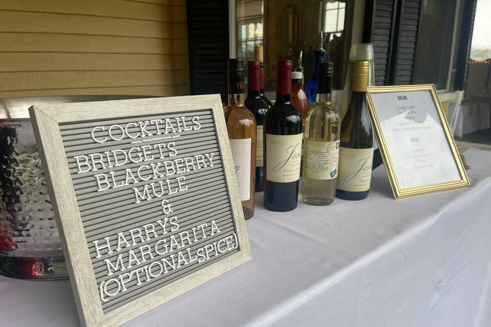 Bar menu