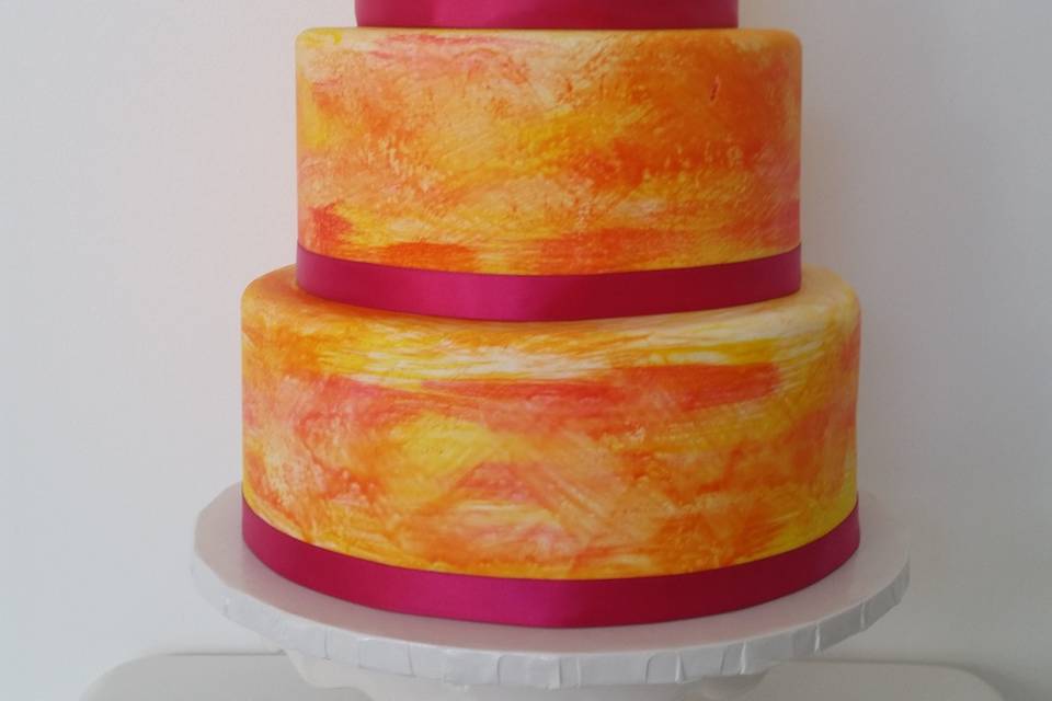 Sunset wedding cake