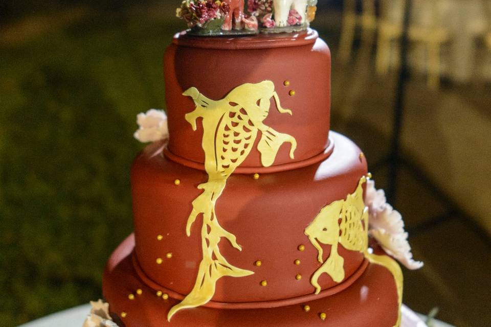 Dancing Koi Wedding Cake