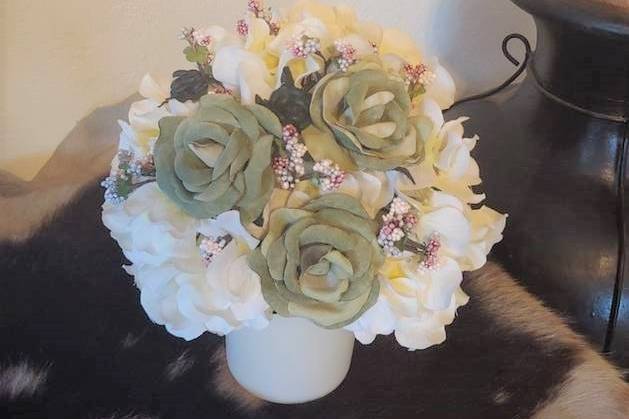 Leather Roses in bouquet