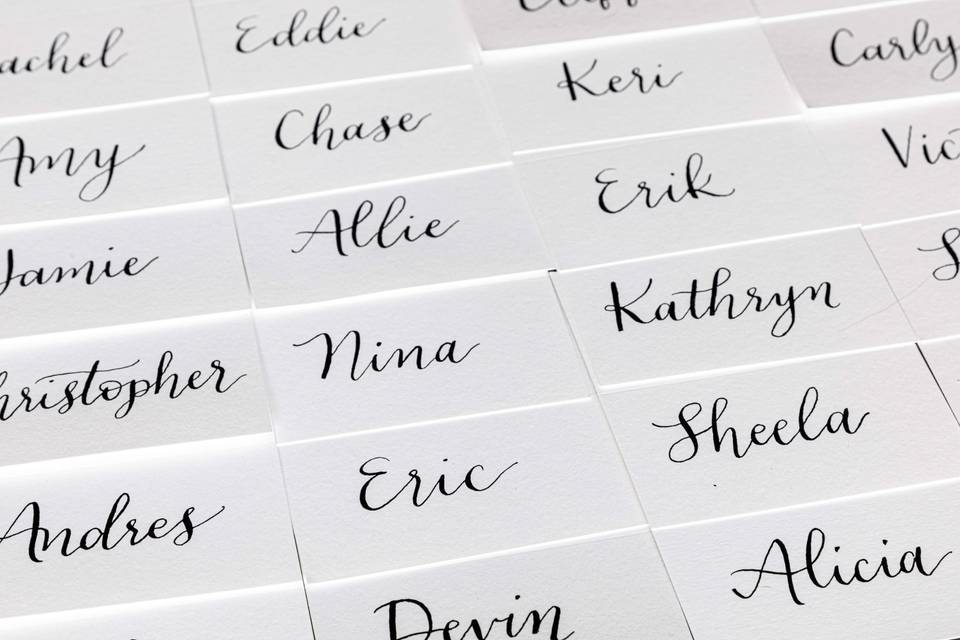 Black and white place cards