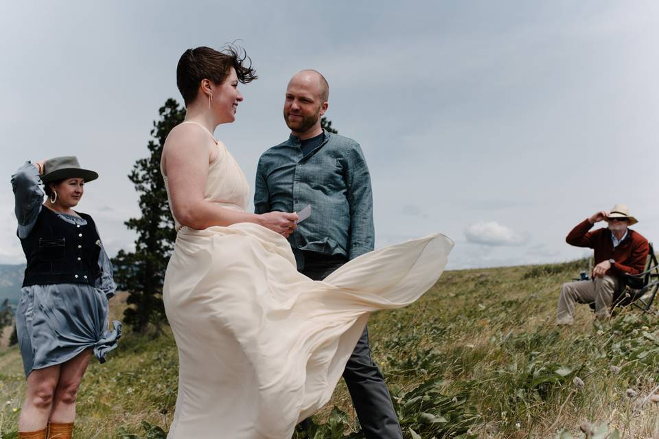 Wedding dress in the wind