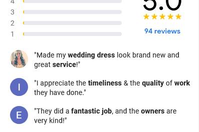 Thank You Brides for 5 Stars