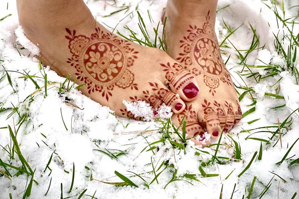 Henna stained feet