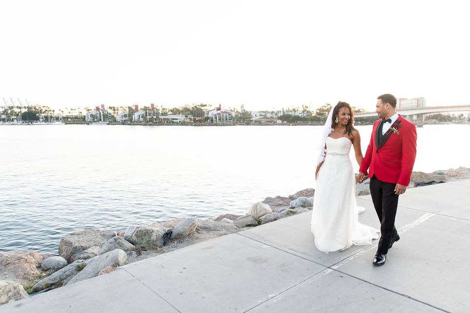 Walk along the water holding hands