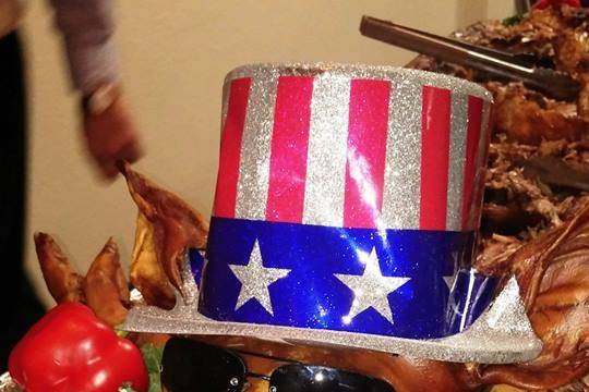 Pig roast with a patriotic flair