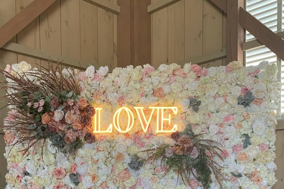 Ivory and blush flower wall