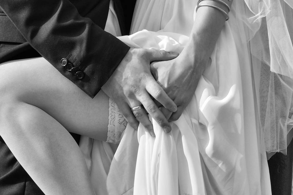 Intimate B&W wedding portrait