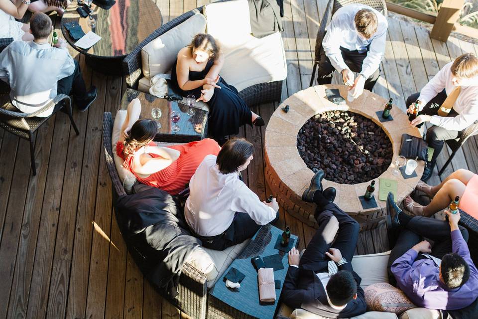 Guests by the fire pit