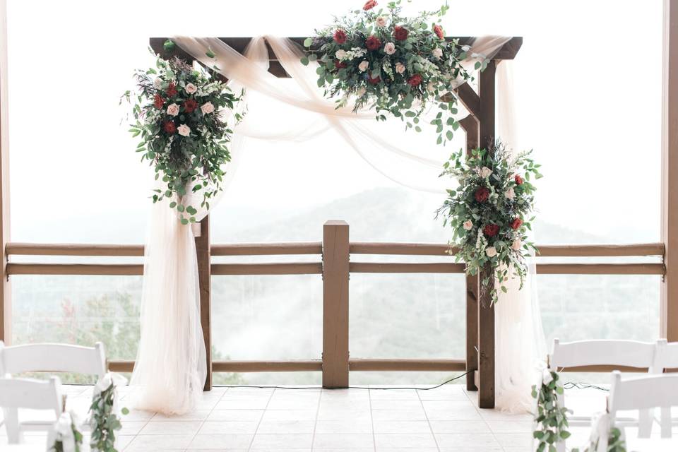 Voile and floral arbor