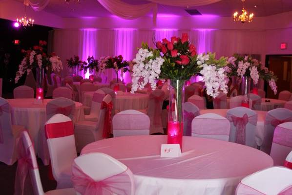 Table setup with centerpiece