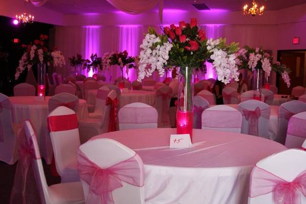 Table setup with centerpiece