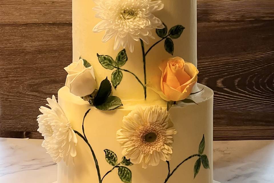 Wedding Cake with Flowers