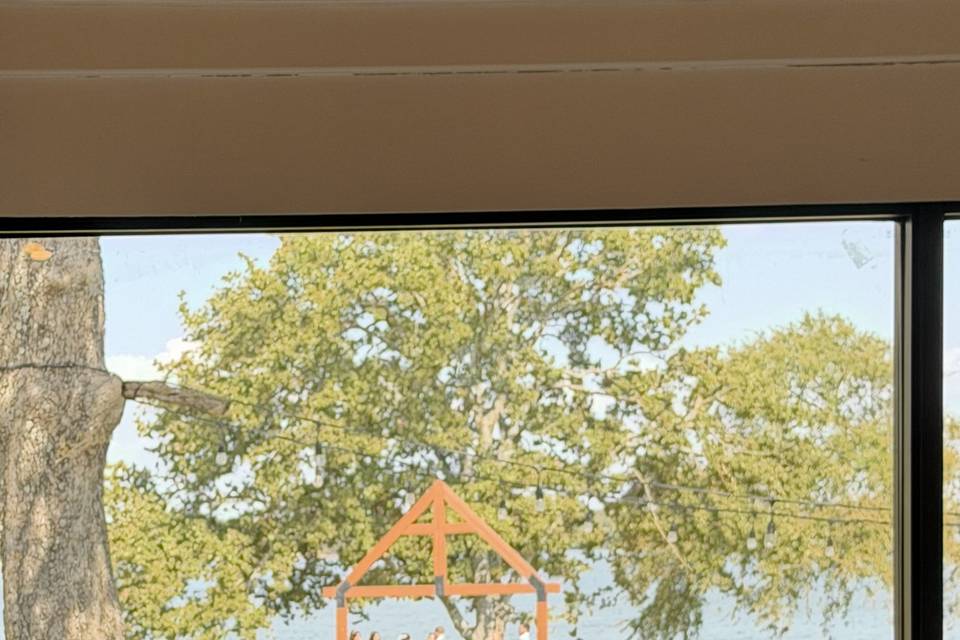 Venue through glass window
